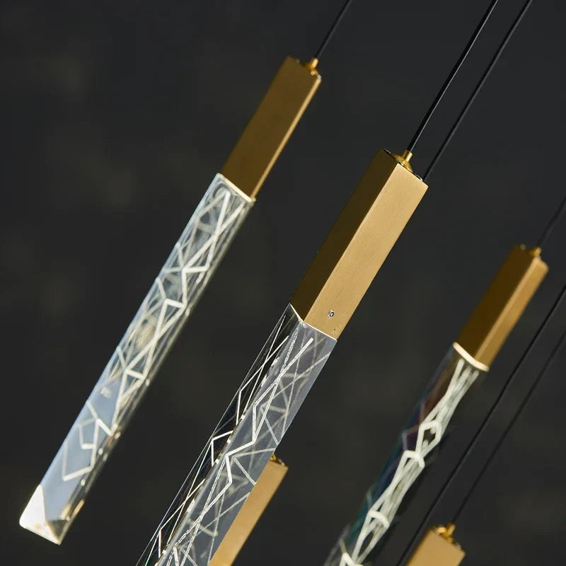 Axyaa Modern Luxury Pendant Lamp, K9 Crystal Gold Chandelier for Loft and Duplex Staircase