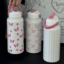 Axyaa Vacuum Insulated Water Bottle with Straw & Handle - Stainless Steel Thermos