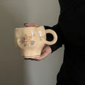 Axyaa Retro Hand-painted Coffee Mug, 400ml, High Temp Resistant, Office & Home High Value Breakfast Cup
