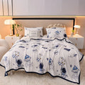 Axyaa Leaf Print Flannel Blanket: Soft Plush Bedspread for Sofa & Bed