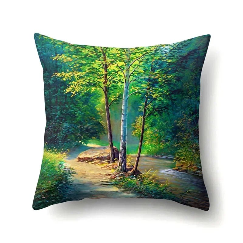 Axyaa Snowflake Christmas Cushion Cover 45*45cm - Four Seasons Scenery Decoration Pillow Case