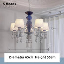Axyaa Ceramic Chandelier with Cloth Shade - Creative Art Decorative Lighting