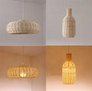 Axyaa Retro Rattan Pendant Lamp Handmade Wicker Light for Cafe Dining Room