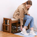 Axyaa Bamboo Shoe Storage Bench with Hidden Drawer and Organizer