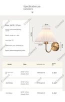 Axyaa Nordic Retro Pleated Cloth Wall Light for Bedroom, Corridor, Hotel Room