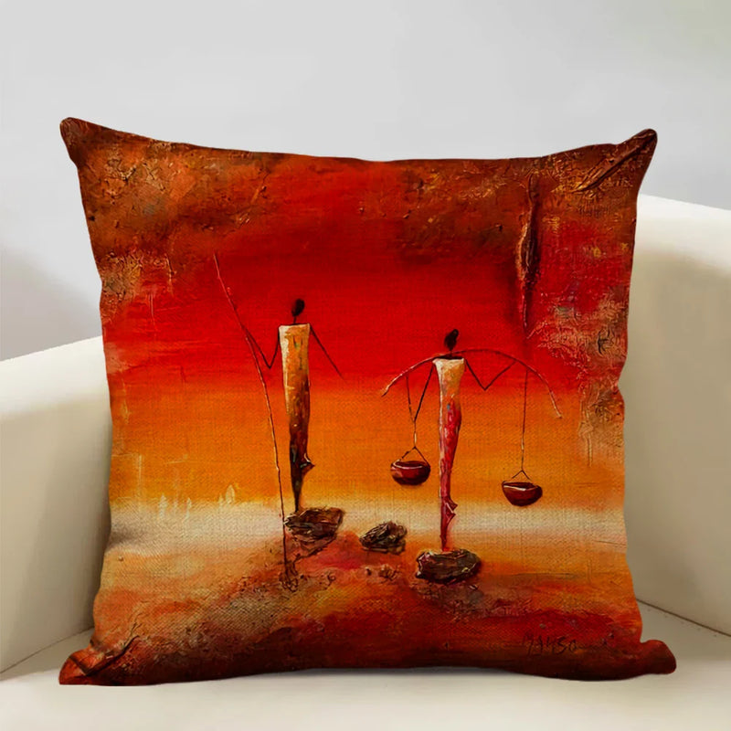 Axyaa African National Style Linen Cushion Cover 45x45cm for Sofa Decor and Artistic Home Decor