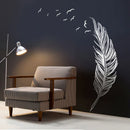 Axyaa Carved Feather Wall Stickers - Home Decor Self Adhesive Living Room Decals