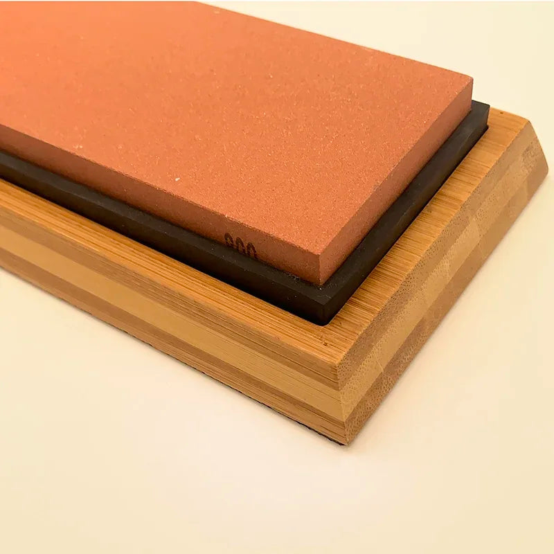 Axya Bamboo Sharpener Whetstone Holder for Kitchen, Non-Slip Base