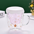 Axyaa 300ml Christmas Double Wall Glass Cup with Silicone Lid