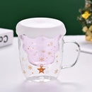 Axyaa 300ml Christmas Double Wall Glass Cup with Silicone Lid
