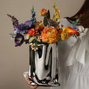 Axyaa Silver Ceramic Plant Vase: Elegant Floral Art Pot for Home & Hotel Decoration