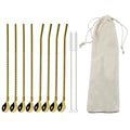 Axyaa Stainless Steel Reusable Colorful Straw Spoon for Cocktails and Coffee