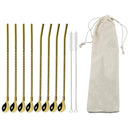 Axyaa Stainless Steel Reusable Colorful Straw Spoon for Cocktails and Coffee