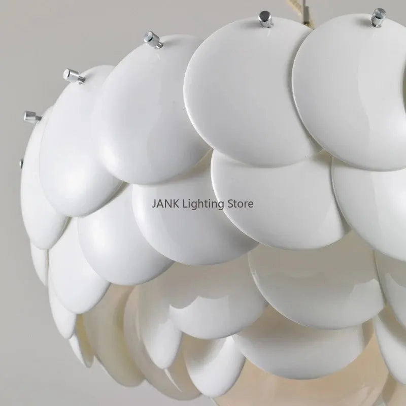 Axyaa White Ceramic Chandelier: Romantic Luxury LED Lighting for Home & Restaurant Decor