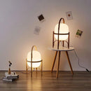 Axyaa Wood & Glass Lantern with Tricolored Bulb - Ideal for Bedside & Living Room