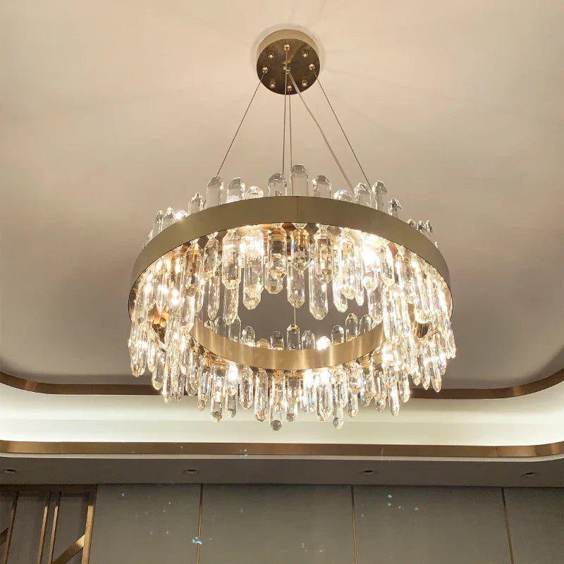 Axyaa Crystal Chandelier: Elegant Modern Lighting for Living Room, Bedroom, and Restaurant