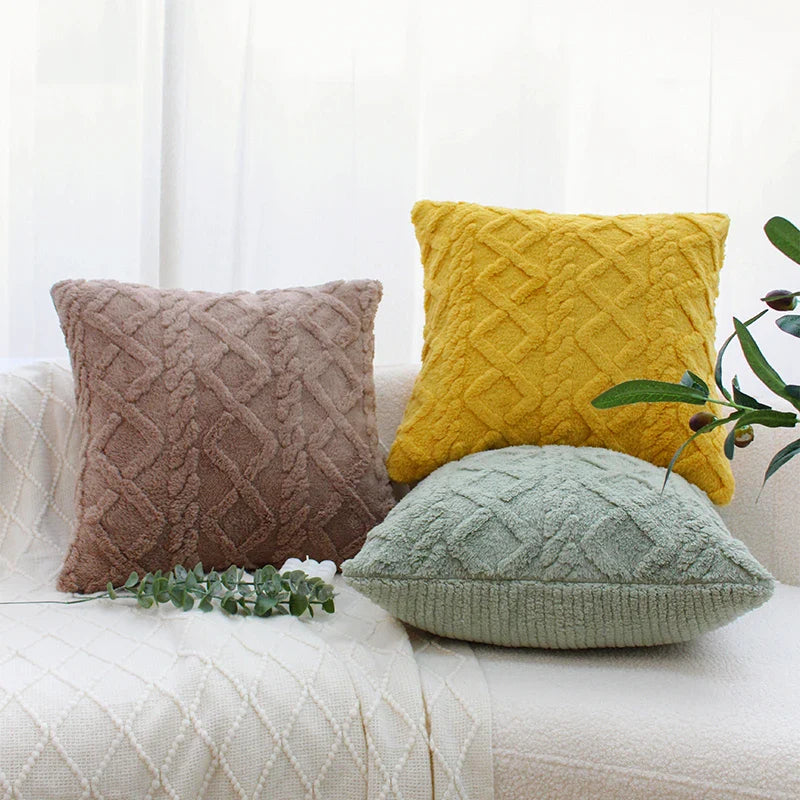 Axyaa Short Plush Geometric Cushion Cover 45x45cm 30x50cm Pillowcases for Decorative Sofa