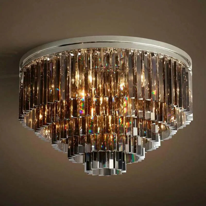 Axyaa Crystal Ceiling Flush Mount Light for Home and Hotel Decor