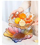 Axyaa Melon Seed & Fruit Plate Set on Crystal Glass Coffee Table