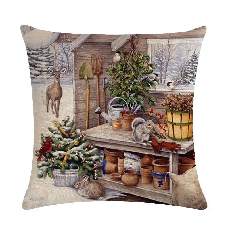 Axyaa Christmas Cartoon Animals Cushion Cover 45X45CM