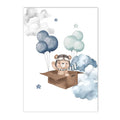 Nordic Bear Airplane Cloud Custom Name Poster Axyaa Kids Room Wall Art