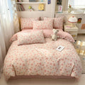 Axyaa Minimalist Cartoon Design Duvet Cover Set in 100% Cotton, 4-Piece Bedding Collection