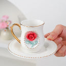 Axyaa Ceramic Rose Cup & Plate Set: Handmade Flower Coffee Cup, Unique Design