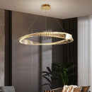 Axyaa Gold Crystal Pendant Lights Dimmable Luxury LED Irregular Ring