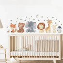 Axyaa Cute Africa Animals Wall Stickers for Kids Room - Elephant, Giraffe, Bear, Fox