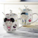 Axyaa 410ml Bone  Boy Girl Cartoon Tumbler with Lid and Spoon