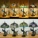 Axyaa Peacock Art Tiffany Table Lamp for Living Room Decor