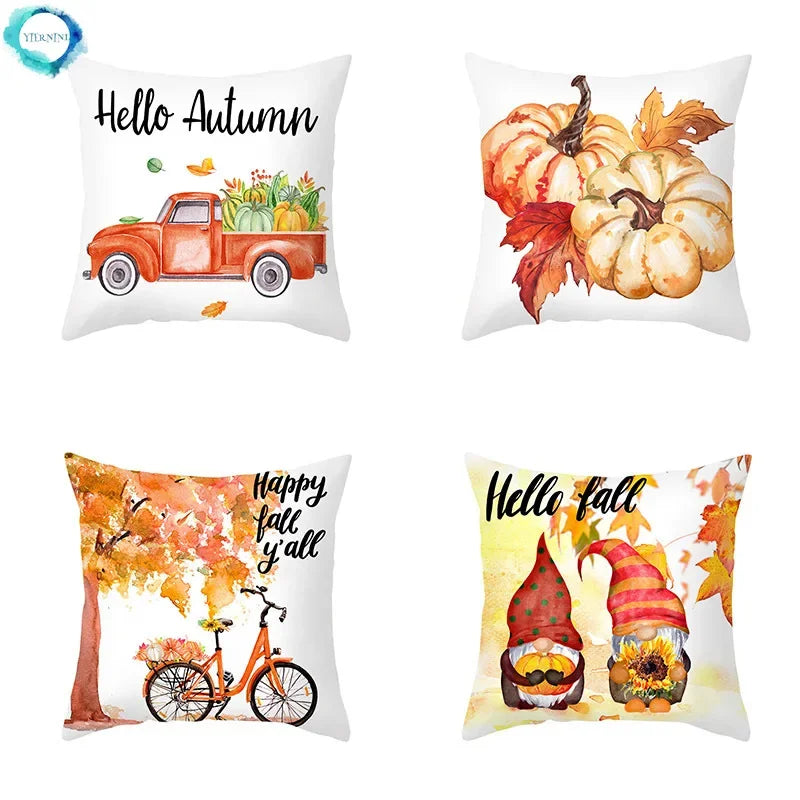 Maple Pumpkin Autumn Pillowcase Sofa Seat Cushion Cover by Axyaa