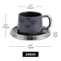 Axyaa Silver-Rimmed Ceramic Cup and Saucer Set - Luxury Water Cup, Flower Cup