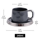 Axyaa Silver-Rimmed Ceramic Cup and Saucer Set - Luxury Water Cup, Flower Cup