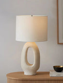 Axyaa Modern Wabi-sabi LED Resin Table Lamp in Black/White for Living Room, Bedroom, Bar