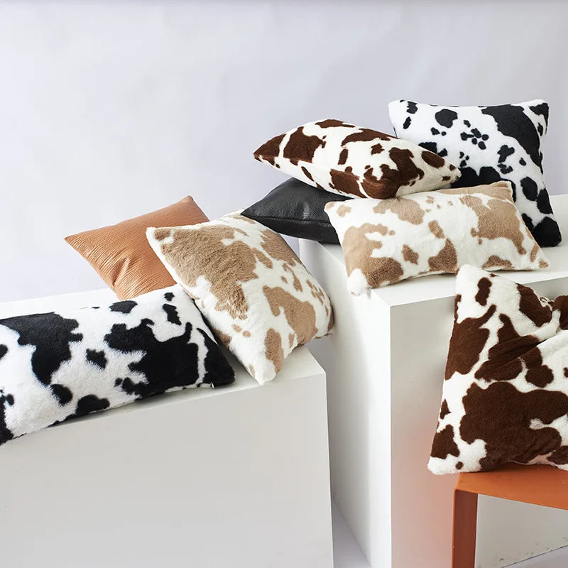 Axyaa Soft Cow Flower Childlike Pattern Cushion Cover 30X50/45/50CM