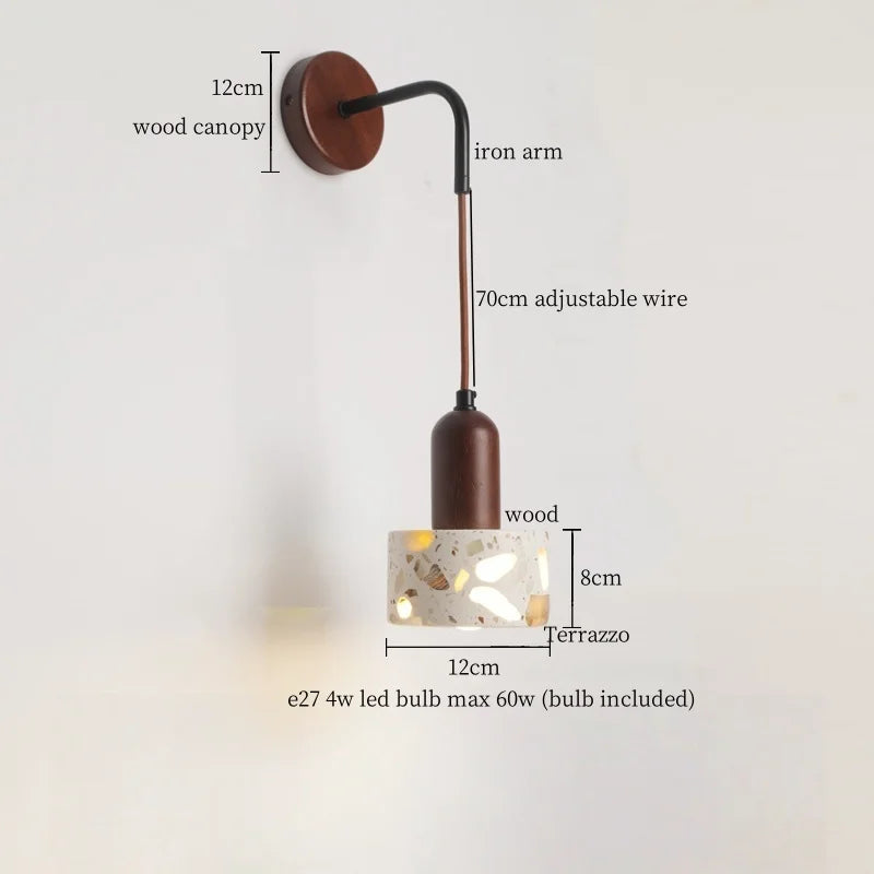 Axyaa Wabi Sabi Terrazzo LED Wall Lamp Pull Chain Switch Stair Light