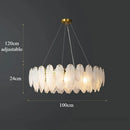 Axyaa Luxury Feather Glass Chandelier in Gold Finish - Elegant and Modern Lighting Solution