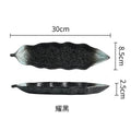 Axyaa Leaf Sashimi Board | Japanese Ceramic Boat Sushi Board for Elegant Table Setting