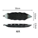 Axyaa Leaf Sashimi Board | Japanese Ceramic Boat Sushi Board for Elegant Table Setting