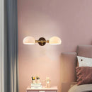 Axyaa White Ceramic Lampshade Wall Sconce with Gold Brass & Wood, E27 Bulb for Parlor & Bedroom