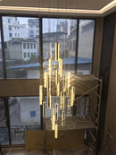 Axyaa Crystal Duplex Villa Chandelier - Luxurious Modern Cantilevered Design