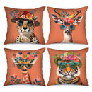 Axyaa Floral Animals Sunglasses Pattern Cushion Cover for Sofa Bedroom Car Home Decor