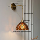 Axyaa Amber Glass LED Wall Sconce, Modern Nordic Style Plug-In Bedside Light