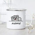 Axyaa Cartoon Panda Dog Enamel Coffee Mug Custom Name Kids Birthday Gift