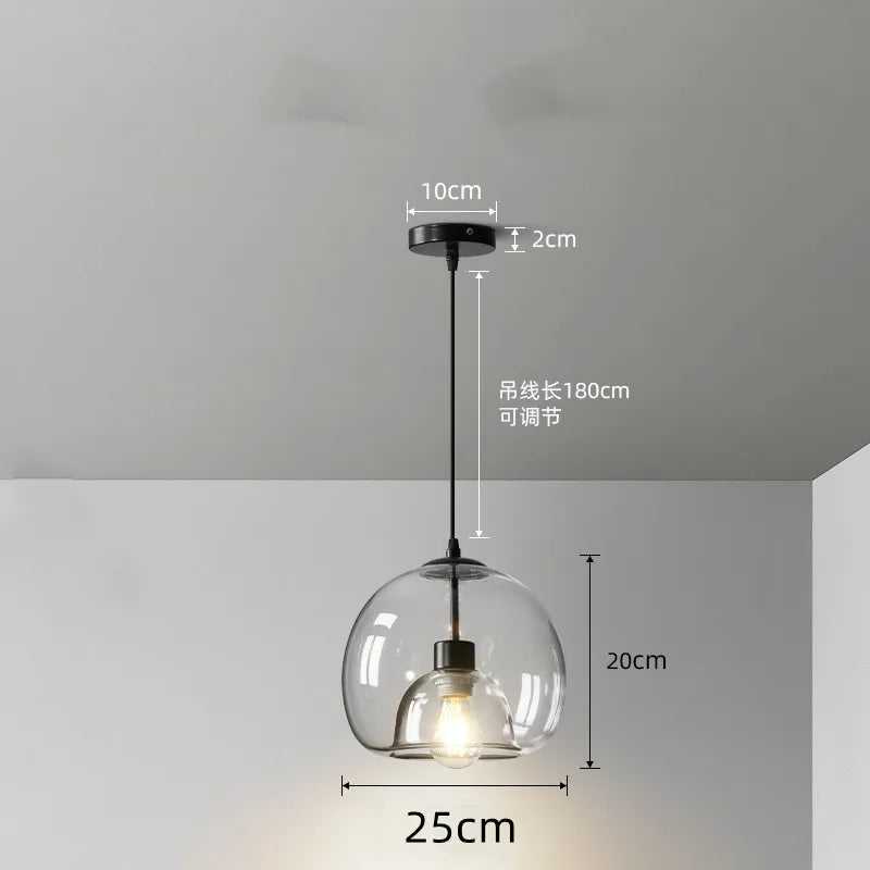 Axyaa Smoke Gray Glass Pendant Light Chandelier for Kitchen Island