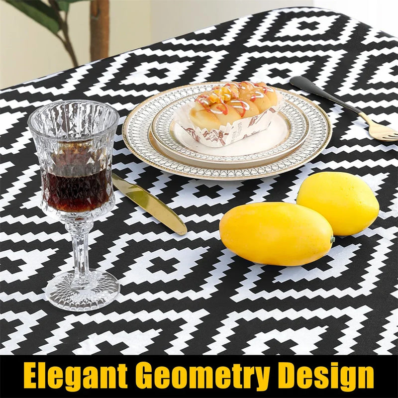 Axyaa Waterproof Flannel-Backed Vinyl Picnic Table Cloth for Indoor and Outdoor Dining