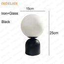 Axyaa Black Iron Glass Ball Table Lamps - Nordic Bedroom Lighting