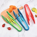 Axyaa Food Tongs Set for Baking and Serving - 3Pcs Plastic Kitchen Clips