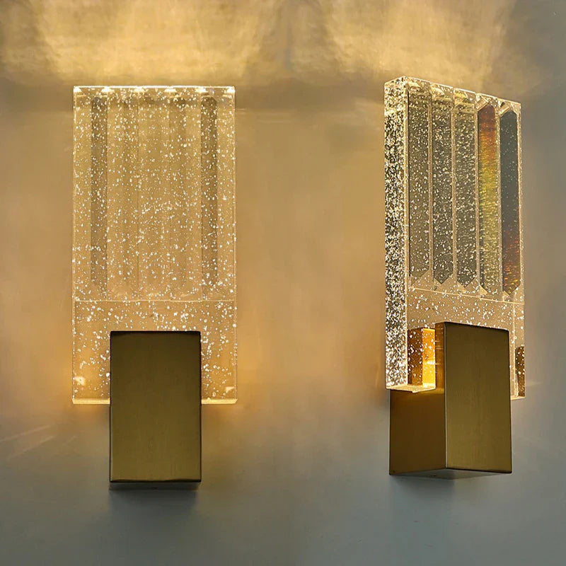 Axya Bubble Crystal Wall Lamps Gold LED Indoor Sconces for Modern Living Room Decor